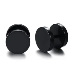 Schwarze runde Ohrstecker – Unisex