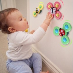 Drehbares Babyspielzeug - Fidget Spinner - mit Saugnapf - 3 Stück