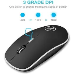 Kabellose optische Maus – mit USB-Empfänger – ergonomisch – leise – 2,4 GHz – 1600 DPI