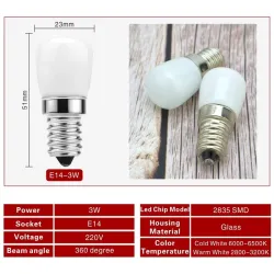 3W - E14 - AC 220V - LED - Kühlschrankbirne - 2 Stk