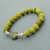 Green natural stone beads / silver elephant - braceletBracelets