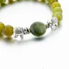 Green natural stone beads / silver elephant - braceletBracelets