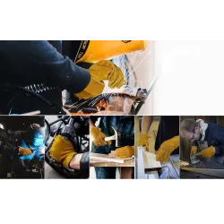 Sicherheits- / Arbeitshandschuhe - dehnbar - Holzschneiden / Gartenarbeit - Leder