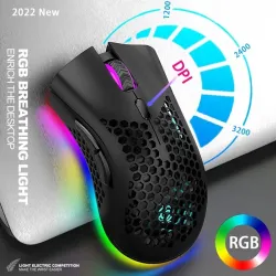 BM600 – kabellose RGB-Gaming-Maus – Wabendesign – wiederaufladbar – USB – 2,4 G