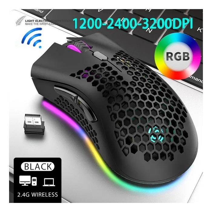 BM600 - wireless RGB gaming mouse - honeycomb design - rechargeable - USB - 2.4GMouses