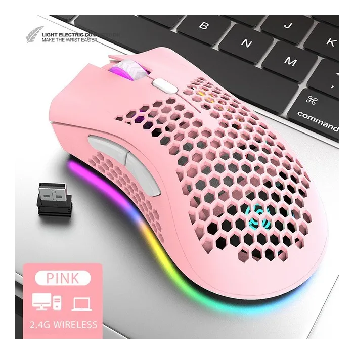 BM600 – kabellose RGB-Gaming-Maus – Wabendesign – wiederaufladbar – USB – 2,4 G