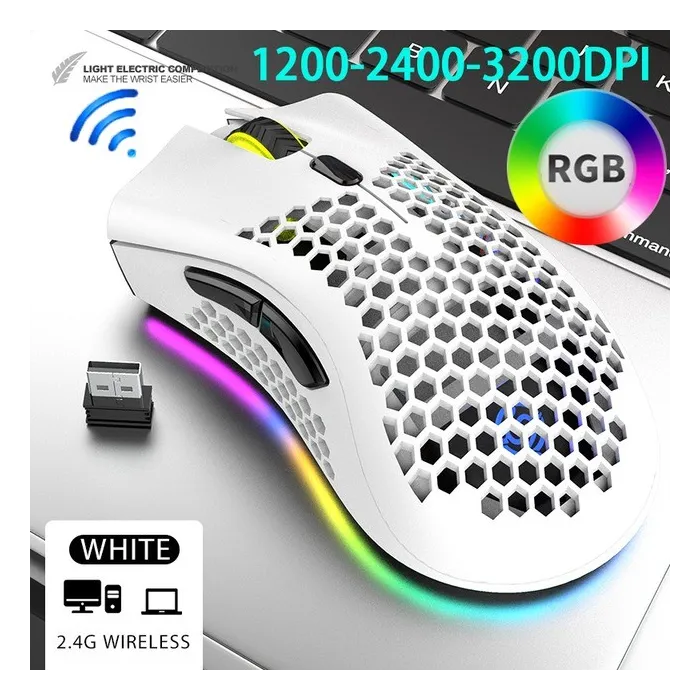 BM600 – kabellose RGB-Gaming-Maus – Wabendesign – wiederaufladbar – USB – 2,4 G
