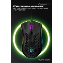 BM600 - wireless RGB gaming mouse - honeycomb design - rechargeable - USB - 2.4GMouses
