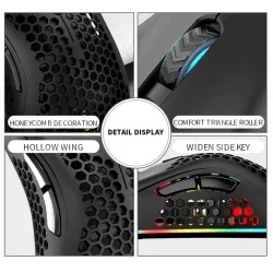 BM600 – kabellose RGB-Gaming-Maus – Wabendesign – wiederaufladbar – USB – 2,4 G