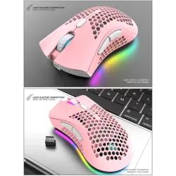 BM600 - wireless RGB gaming mouse - honeycomb design - rechargeable - USB - 2.4GMouses