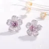 Kirschblüte mit rosa Zirkonia - Ohrstecker - 925 Sterling Silber