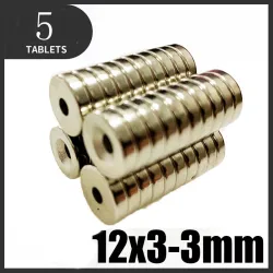 N35 - Neodym-Magnet - starke Scheibe - 12 mm * 3 mm - mit 3 mm Loch
