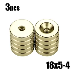 N35 - Neodym-Magnet - starke Scheibe - 18 mm * 5 mm - mit 4 mm Loch - 3 Stück