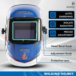 Schweißmaske - Helm mit automatischer Verdunkelung - TIG - MIG - ARC - Schleifen