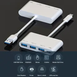 HUB mit 4 Anschlüssen - Typ-C / USB - Splitter - OTG-Adapter - USB 3.0
