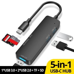 5 in 1 HUB - USB 3.0 - Typ-C - TF - SD - Adapter - Splitter