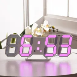 Modern 3D wall clock - LED - digital alarm clock - with lightClocks