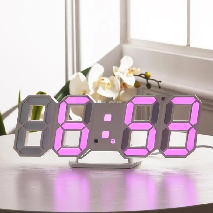Modern 3D wall clock - LED - digital alarm clock - with lightClocks