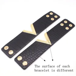 Retro-Punk-Stil - Buchstabe V - Lederarmband