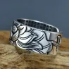 Buddhistischer Herz-Sutra-Ring - Lotus - Silber - Größenveränderbar - Unisex