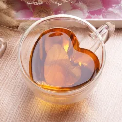 Herzförmiges Glas – doppelwandig – Kaffee-/Teebecher
