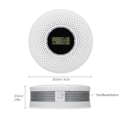 2 in 1 – Kohlenmonoxid-/Rauch-Kombisensor – LCD-Display – mit LED-/Tonwarnung
