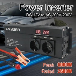 6000 W - DC 12 V/24 V bis AC 220 V - LED-Anzeige - Auto-Wechselrichter - Konverter - Ladegerät - Transformator