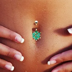Kristallblume - Bauchnabelpiercing - Edelstahl 316L