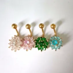 Kristallblume - Bauchnabelpiercing - Edelstahl 316L