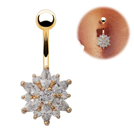 Kristallblume - Bauchnabelpiercing - Edelstahl 316L