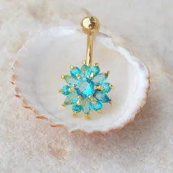 Kristallblume - Bauchnabelpiercing - Edelstahl 316L