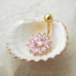 Kristallblume - Bauchnabelpiercing - Edelstahl 316L