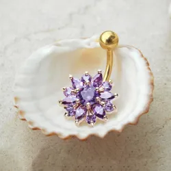 Kristallblume - Bauchnabelpiercing - Edelstahl 316L