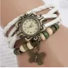 Vintage mehrschichtiges Armband - mit Quarzuhr - Perlen / Schmetterling