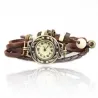 Mehrschichtiges Vintage-Armband - mit Quarzuhr - Perlen / Blatt