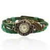 Mehrschichtiges Vintage-Armband - mit Quarzuhr - Perlen / Blatt