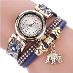 Mehrschichtiges Armband - mit Uhr / Strass / Elefant