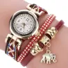 Mehrschichtiges Armband - mit Uhr / Strass / Elefant