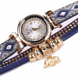 Mehrschichtiges Armband - mit Uhr / Strass / Elefant