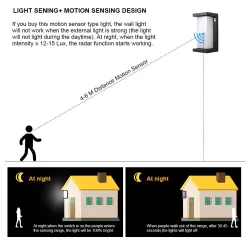 Moderne LED-Außenleuchte - Wandmontage - mit Bewegungssensor - IP65 wasserdicht - 24W