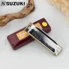 SUZUKI 1072 - silberne Mundharmonika - 10 Löcher