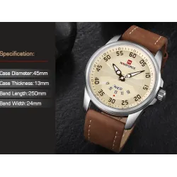NAVIFORCE - klassische Sportuhr - Quarz - Lederband - wasserdicht