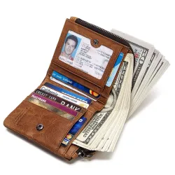 Vintage-Ledergeldbörse – Karten-/Münzhalter – große Kapazität