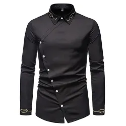 Asymmetrisches Langarmshirt - dekorative goldene Stickerei