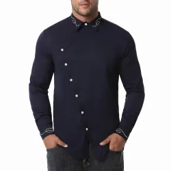 Asymmetrical long sleeve shirt - decorative golden embroideryT-shirts