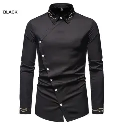 Asymmetrical long sleeve shirt - decorative golden embroideryT-shirts