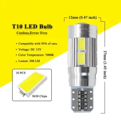 Car bulb - LED - T10 W5W - 10 SMD - 12V - 2 piecesT10