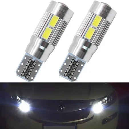 Car bulb - LED - T10 W5W - 10 SMD - 12V - 2 piecesT10