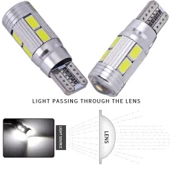 Car bulb - LED - T10 W5W - 10 SMD - 12V - 2 piecesT10