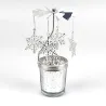 Dekorativer Kerzenhalter - drehbar - Hirsch - Schneeflocken - Blumen - Silber